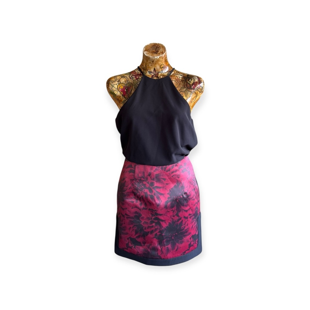 NBD black & pink mini floral dress small party cocktail summer - Picture 1 of 11